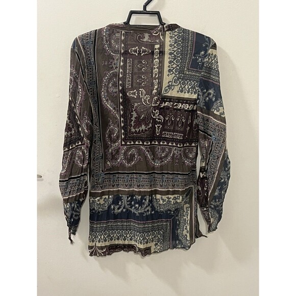 Delia’s Womens Boho 3/4 Sleeve Top Blouse Low V Neck Chiffon Top Made in US Sz M - Picture 3 of 13